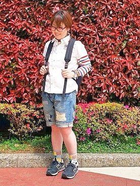 「TYPE BLUE（タイプブルー）のアイテム（パンツ）」を使った、sakiさん（レディース・147cm）の春コーディネート