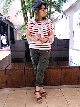 「TYPE BLUE（タイプブルー）のアイテム（帽子）」を使った、sakiさん（レディース・147cm）の春コーディネート