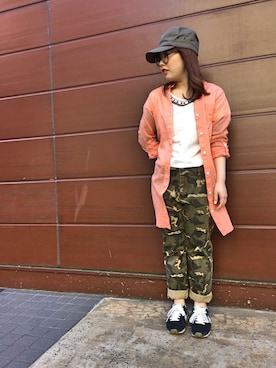 「ワークキャップ」｜「アイテム（ワンピース/ドレス）」を使った、sakiさん（レディース・147cm）の春コーディネート