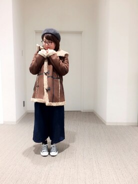 「AVIREX（アヴィレックス）のアイテム（ムートンコート）」を使った、sakiさん（レディース・147cm）の秋コーディネート