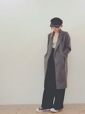 「アイテム（キャスケット）」を使った、小林佳奈さん（レディース・156cm・10代）の秋コーディネート