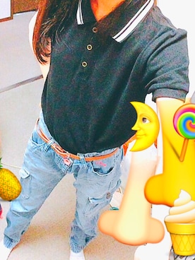 「Honeys（ハニーズ）のアイテム（ポロシャツ）」を使った、HITOMOOOさん（レディース・153cm）の夏コーディネート