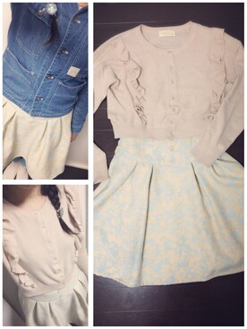 「＃カーディガン」｜「アイテム（スカート）」を使った、minoriさん（レディース・163cm）の春コーディネート