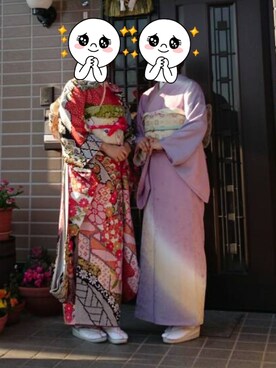 「アイテム（水着/着物・浴衣、レッド系）」を使った、natsumi hiraoさん（レディース・160cm）の冬コーディネート