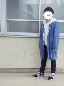 「アイテム（ステンカラーコート）」を使った、瑠ぴおさん（メンズ・165cm・10代）の春コーディネート