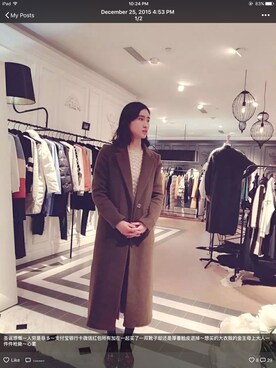 「mocoのアイテム（カバーオール、ブラウン系）」を使った、kikitopさん（レディース）の冬コーディネート