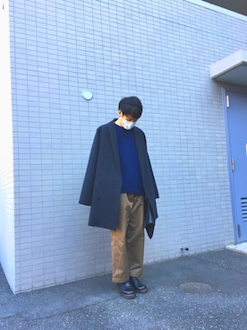 「Edwina Horl（エドウィナホール）のアイテム（チェスターコート）」を使った、Muぅさん（メンズ・171cm）の冬コーディネート