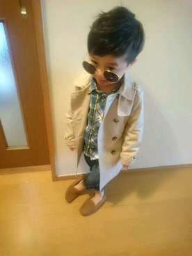 「ZARA KIDS」｜「アイテム（トレンチコート）」を使った、らいたんまん💓💓さん（キッズ・90cm）の春コーディネート
