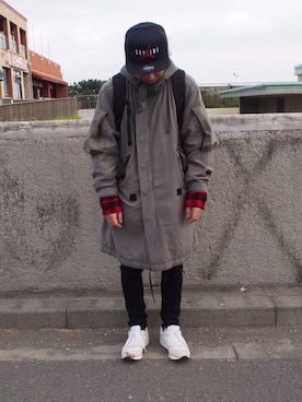 「N.HOOLYWOOD」｜「アイテム（モッズコート）」を使った、curryboyさん（メンズ・173cm）の秋コーディネート