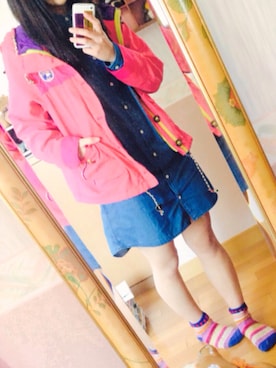 「チチカカ」｜「アイテム（マウンテンパーカー）」を使った、むぎさん（レディース・163cm）の春コーディネート