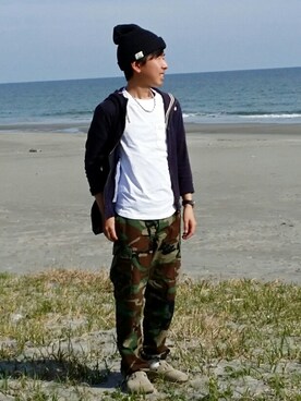 「coenスタッフスタイリング」｜「アイテム（ニットキャップ/ビーニー）」を使った、ポメたろう。【coen】さん（メンズ・166cm）の春コーディネート