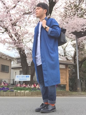 「デニム オン デニム」｜「アイテム（その他アウター）」を使った、ゆいちさん（メンズ・168cm）の春コーディネート