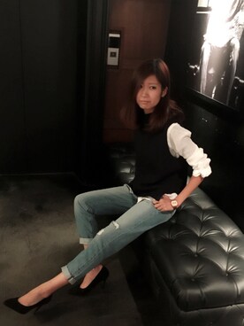 「AZUL ENCANTO（アズールエンカント）のアイテム（シャツ/ブラウス）」を使った、Riho___さん（レディース・168cm）の秋コーディネート