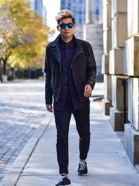 「Guess（ゲス）のアイテム（その他アウター）」を使った、Alexanderさん（メンズ・173cm）の秋コーディネート