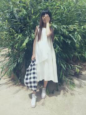 「babestyleのアイテム（ワンピース、ホワイト系）」を使った、mm-MoMoさん（レディース・165cm）の夏コーディネート