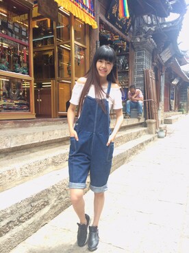 「babestyleのアイテム（シャツ/ブラウス、ホワイト系）」を使った、mm-MoMoさん（レディース・165cm）の夏コーディネート