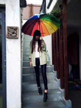 「babestyleのアイテム（シャツ/ブラウス、ホワイト系）」を使った、mm-MoMoさん（レディース・165cm）の夏コーディネート