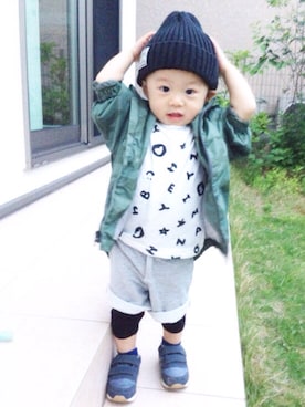 「babygap」｜「アイテム（ナイロンジャケット）」を使った、LeO*さん（キッズ・70cm）の春コーディネート