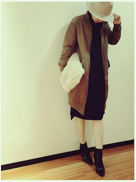 「UNRELISH」｜「アイテム（MA-1）」を使った、r u m iさん（レディース・157cm）の秋コーディネート