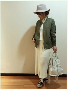 「UNRELISH」｜「アイテム（MA-1）」を使った、r u m iさん（レディース・157cm）の冬コーディネート