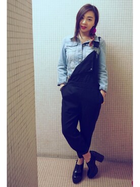 「MONKI（モンキ）のアイテム（つなぎ/オールインワン）」を使った、Bibiさん（レディース・152cm）の秋コーディネート