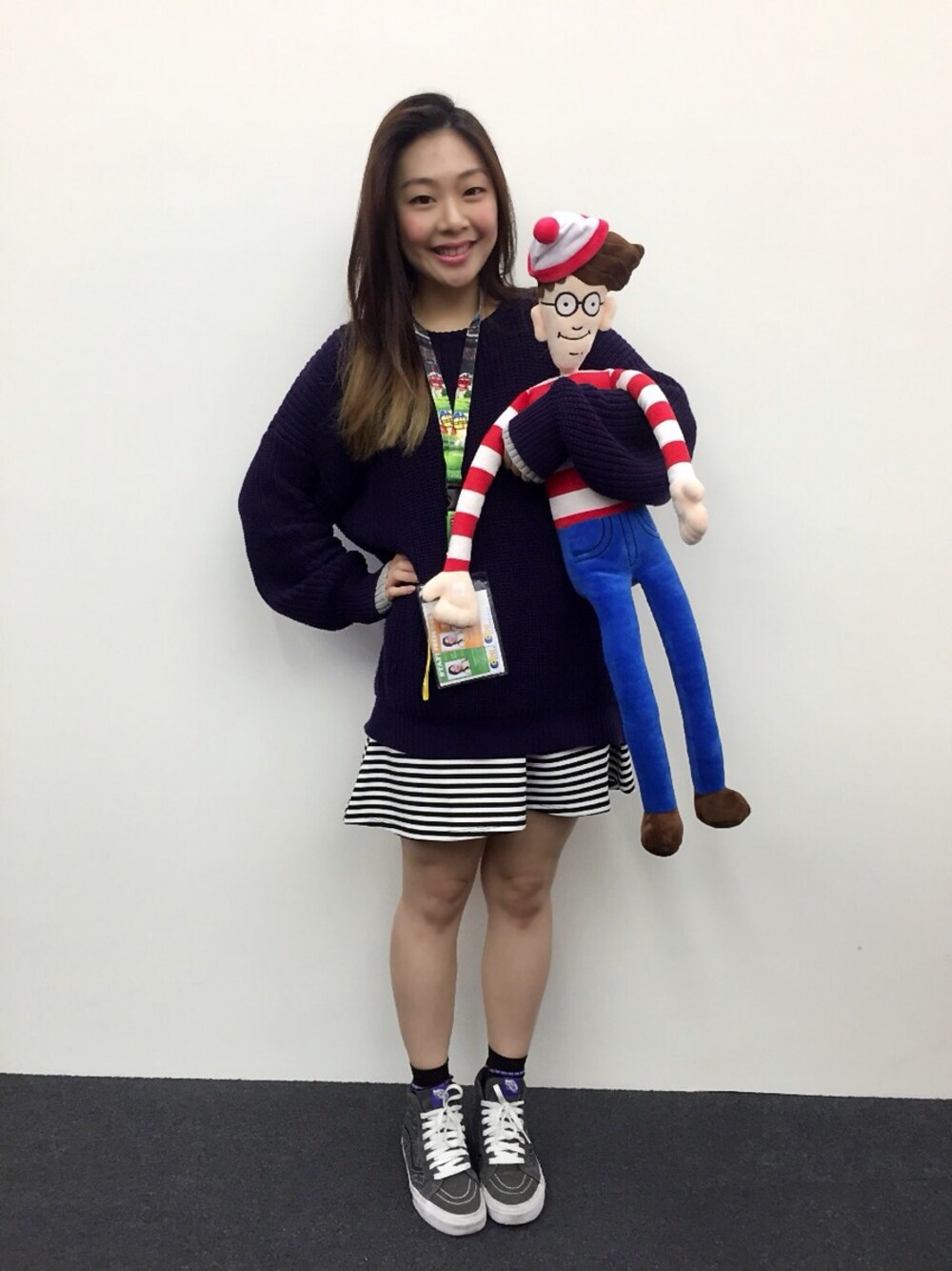 「hkgirl、VANS、sneakers、ootd、simple」｜「American Apparelのアイテム（ニット/セーター、パープル系）」を使った、Bibiさん（レディース・152cm）の春コーディネートの1枚目の写真