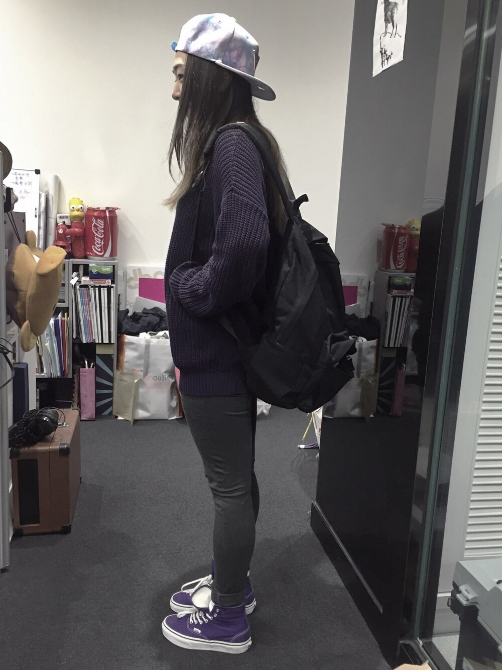 「spring、sneakers、outfit、hkgirl」｜「VANSのアイテム（スニーカー、パープル系）」を使った、Bibiさん（レディース・152cm）の春コーディネートの1枚目の写真
