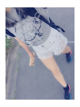 「GALLERIE（ギャレリー）のアイテム（Tシャツ/カットソー）」を使った、ぽ       んさん（レディース・157cm）の夏コーディネート