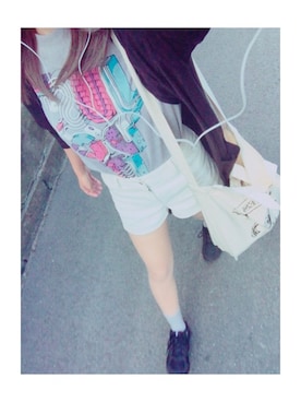 「GALLERIE（ギャレリー）のアイテム（Tシャツ/カットソー）」を使った、ぽ       んさん（レディース・157cm）の夏コーディネート