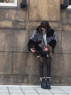 「スウェットワンピ」｜「アイテム（その他アウター）」を使った、ぽ       んさん（レディース・157cm）の冬コーディネート