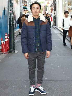 「TOMMY HILFIGER」｜「アイテム（その他アウター）」を使った、NORIさん（メンズ・179cm）の冬コーディネート