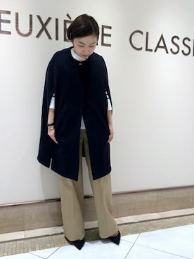 「マント」｜「アイテム（その他アウター）」を使った、KITAさん（レディース・158cm）の秋コーディネート
