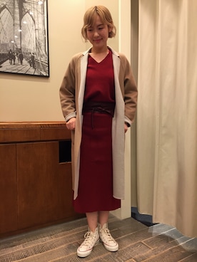 「BEAUTY&YOUTH UNITED ARROWS（ビューティーアンドユースユナイテッドアローズ）のアイテム（ジャケット/アウター、ベージュ系）」を使った、Mariko Ishinoさん（レディース・167cm）の秋コーディネート