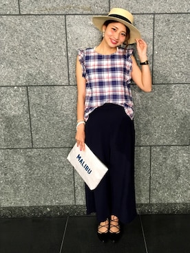 「Discoat Parisien（ディスコートパリシアン）のつば広カンカン帽（ハット）」を使った、YUKO☆さん（レディース・165cm）の春コーディネート