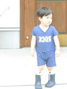 「長靴」｜「アイテム（サロペット/オーバーオール）」を使った、norikofさん（キッズ・90cm）の夏コーディネート