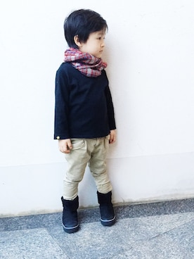 「FITH（フィス）のアイテム（チノパンツ）」を使った、norikofさん（キッズ・100cm）の秋コーディネート