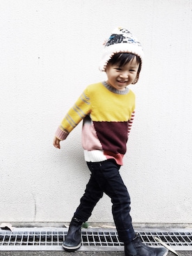 「BLEU H. （ブルーオリゾン）のアイテム」を使った、norikofさん（キッズ・100cm）の秋コーディネート