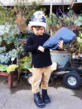 「chamny（チャムニー）のアイテム」を使った、norikofさん（キッズ・100cm）の冬コーディネート