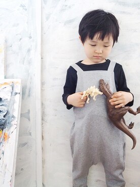 「息子」｜「アイテム（サロペット/オーバーオール）」を使った、norikofさん（キッズ・100cm）の春コーディネート