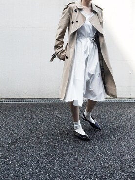 「CELINE」｜「アイテム（トレンチコート）」を使った、norikofさん（レディース・160cm）の春コーディネート