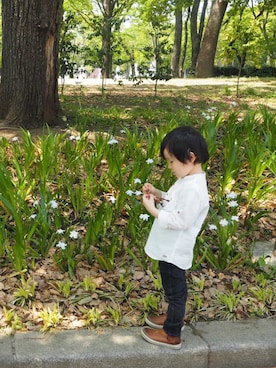 「息子」｜「アイテム（ブーツ）」を使った、norikofさん（キッズ・100cm）の春コーディネート