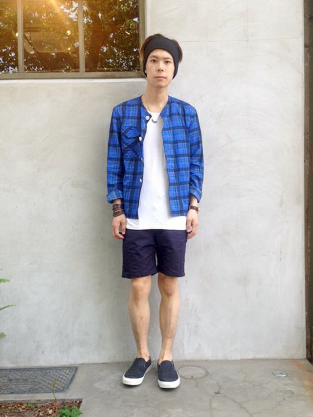 「ブルゾン、ブルー、Tシャツ、ネイビー、nonnative、vendor、vendor Things、スリッポン、ショーツ、春コーデ」｜「TRANSITのTRANSIT(トランジット)27号 美しきロシアとバルトの国々 (講談社 Mook(J))（雑誌、その他）」を使った、KOTATOさん（メンズ・178cm）の夏コーディネートの1枚目の写真