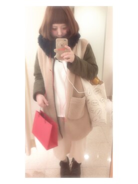 「くまコーデ」｜may **さん（レディース・157cm）の冬コーディネート