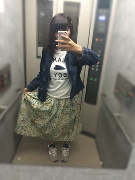 「BEAMS BOY（ビームスボーイ）のアイテム（Tシャツ/カットソー、ホワイト系）」を使った、＊＊＊Ginie＊＊＊さん（レディース・157cm）の秋コーディネート