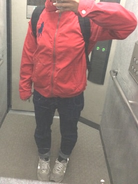 「POLO RALPH LAUREN（ポロ ラルフ ローレン）のアイテム（ナイロンジャケット、レッド系）」を使った、＊＊＊Ginie＊＊＊さん（レディース・157cm）の春コーディネート