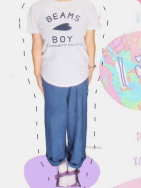 「BEAMS BOY（ビームスボーイ）のアイテム（Tシャツ/カットソー、ホワイト系）」を使った、＊＊＊Ginie＊＊＊さん（レディース・157cm）の春コーディネート