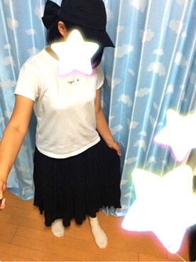 「agnes b.（アニエスベー）のアイテム（Tシャツ/カットソー、ホワイト系）」を使った、＊＊＊Ginie＊＊＊さん（レディース・157cm）の夏コーディネート