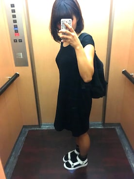 「GAP（ギャップ）のアイテム（ワンピース、ブラック系）」を使った、＊＊＊Ginie＊＊＊さん（レディース・157cm）の夏コーディネート
