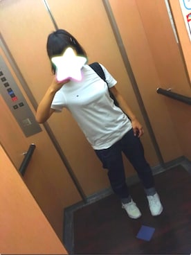 「TOMMY HILFIGER（トミーヒルフィガー）のアイテム（Tシャツ/カットソー、ホワイト系）」を使った、＊＊＊Ginie＊＊＊さん（レディース・157cm）の夏コーディネート