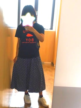 「BEAMS BOY（ビームスボーイ）のアイテム（Tシャツ/カットソー、ブルー系）」を使った、＊＊＊Ginie＊＊＊さん（レディース・157cm）の夏コーディネート